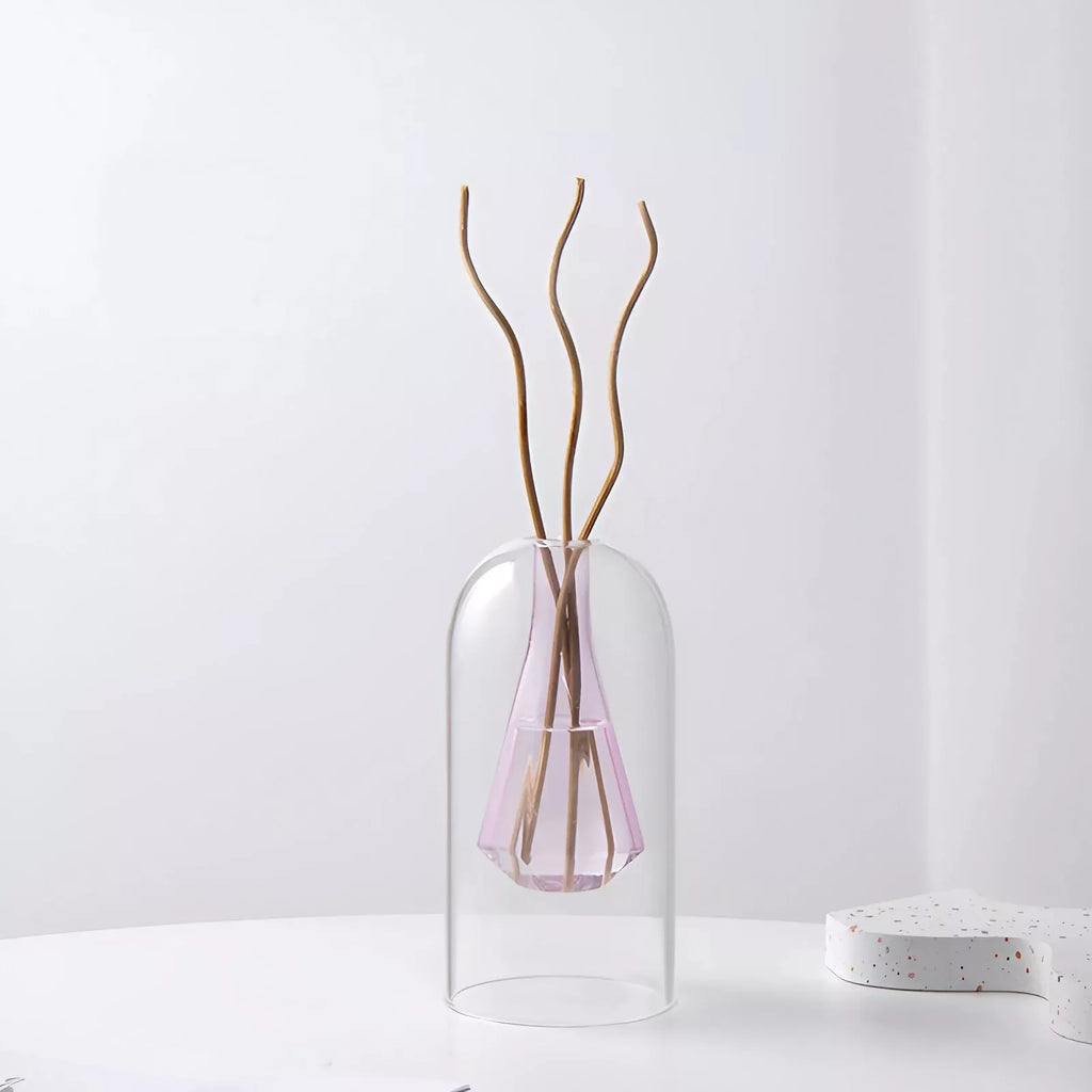 Elegant Double Glass Hydroponic Vase – Minimalist Tabletop Décor - DSARD