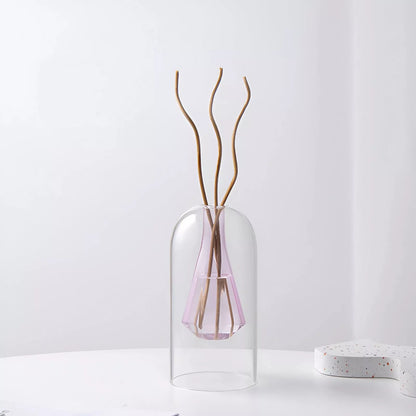 Elegant Double Glass Hydroponic Vase – Minimalist Tabletop Décor