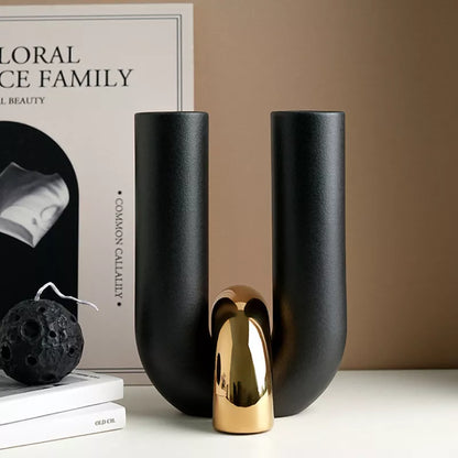 Modern U-Shaped Frosted Ceramic Vase – Creative Home Décor Accent