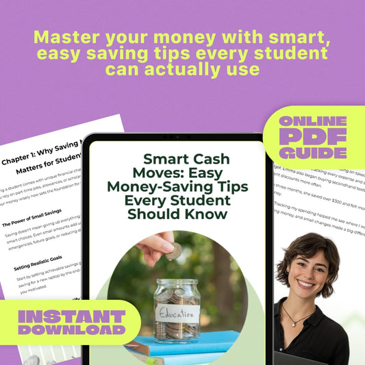 Smart Cash Moves: Easy Money-Saving Tips Every Student Should Know | Budget Guide, How to Save Money Tips for Students, Digital Download