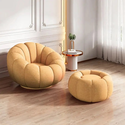 DSARD Modern Minimalist White Velvet Lazy Sofa Pumpkin Shape Relax Chair