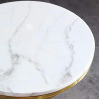 Luxury Marble Round Coffee Table with Gold Stainless Steel Base - DSARD