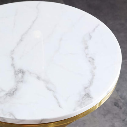Luxury Marble Round Coffee Table with Gold Stainless Steel Base - DSARD
