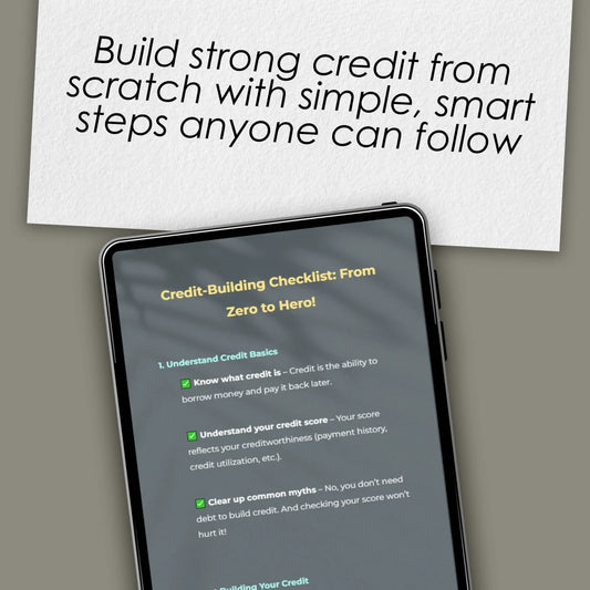 Credit-Building Checklist: From Zero to Hero! | How to Build Credit with No Credit History | Instant Digital Download