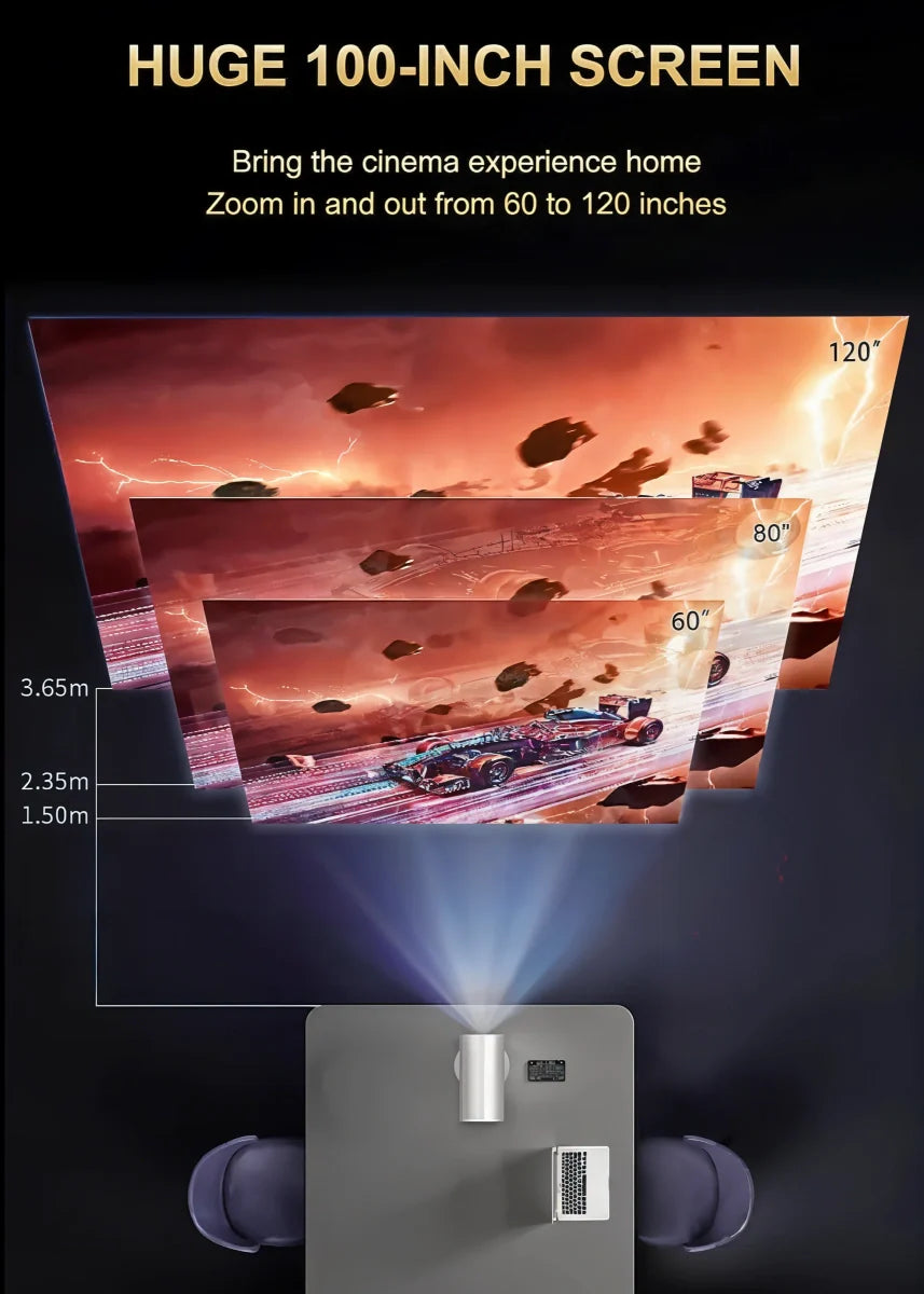 Smart HD Mini Projector with WiFi, Bluetooth & Built-In Speaker
