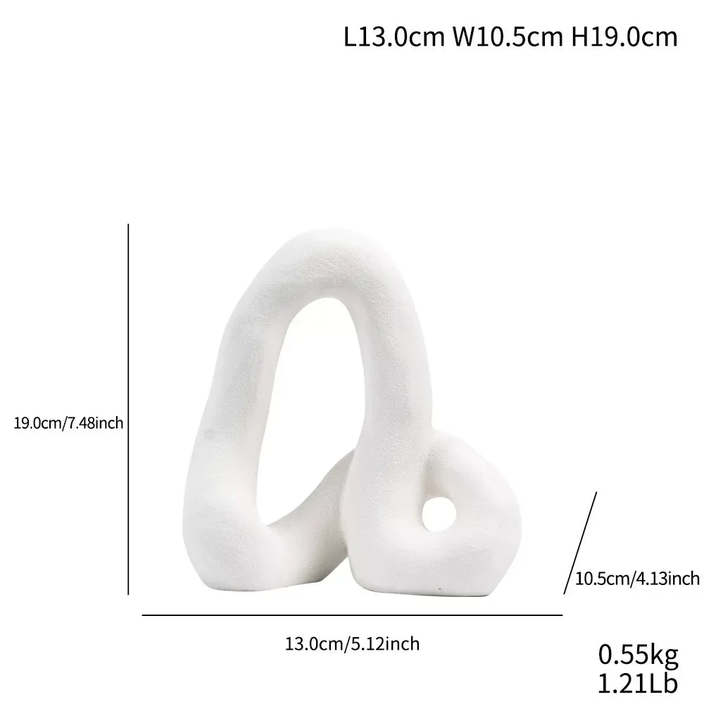 Ceramic Abstract Curved Pipe Figurine – Modern Geometric Home Décor - DSARD