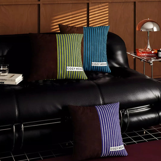 Retro Stripe Velvet Cushion Cover – Modern Decorative Pillow Case