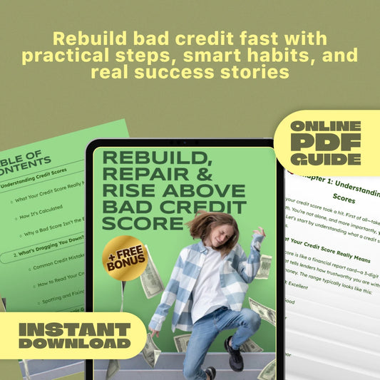Rebuild, Repair & Rise Above Bad Credit Score | Digital Guide to Fix Bad Credit | Credit Score Recovery eBook & Checklist | How to Fix Bad Credit Score PDF