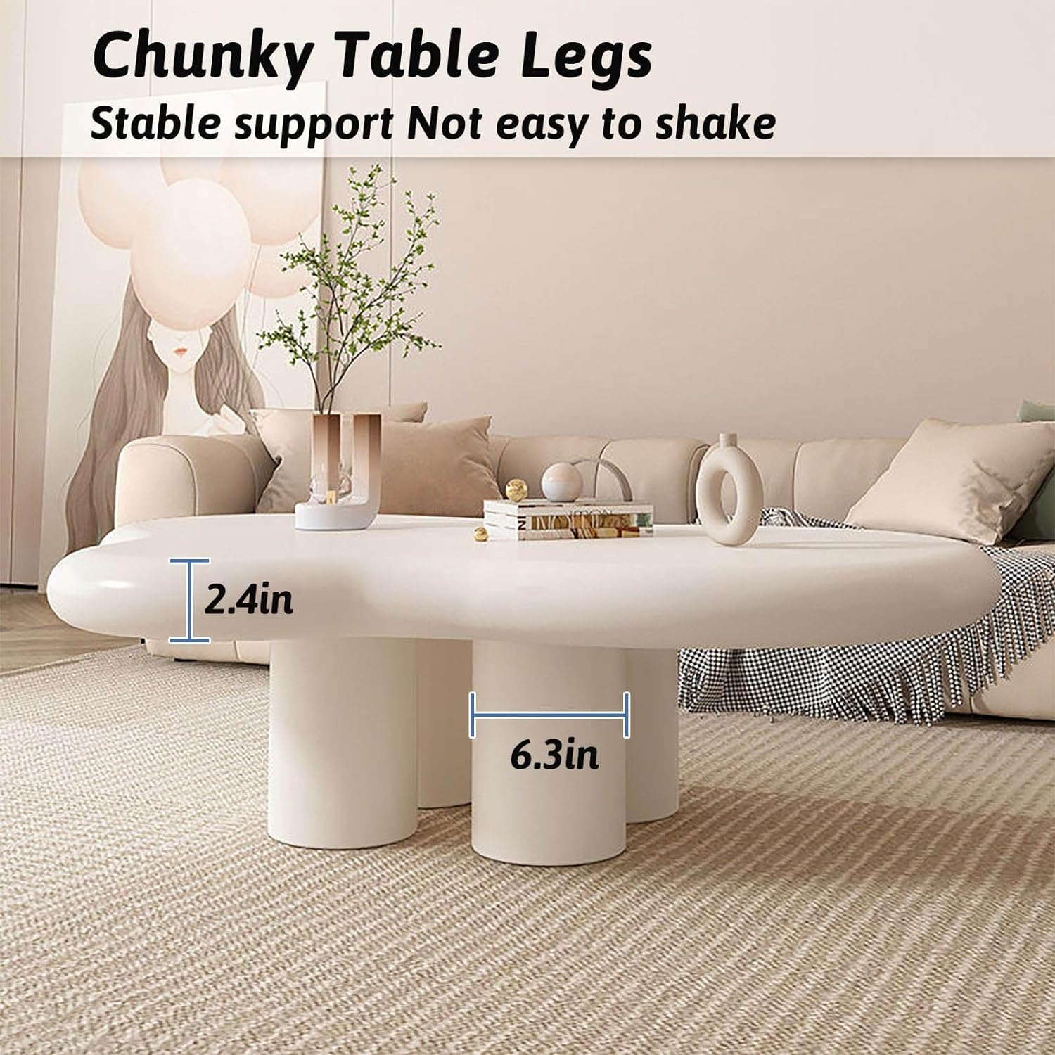Cloud-Shaped Coffee Table – Modern Minimalist Living Room
