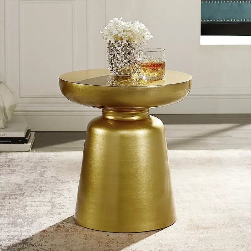 Round Gold Metal Side Table – Modern Living Room Accent