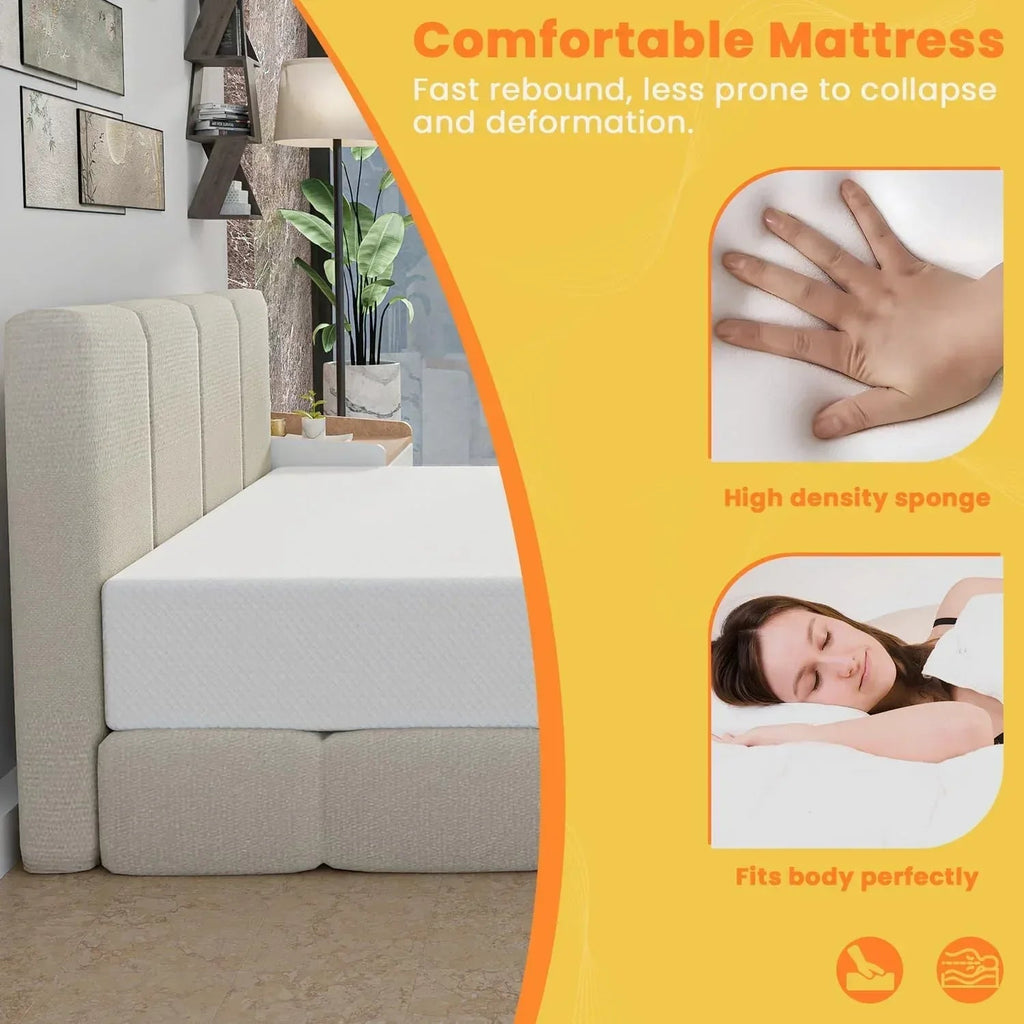 DSARD 8 Inch Full Mattress, Gel Memory Foam Mattress, Pressure Relieving, Cooling Gel Foam, Bed-in-a-Box, Full, 75" L x 54" W x 8" Th, White - DSARD