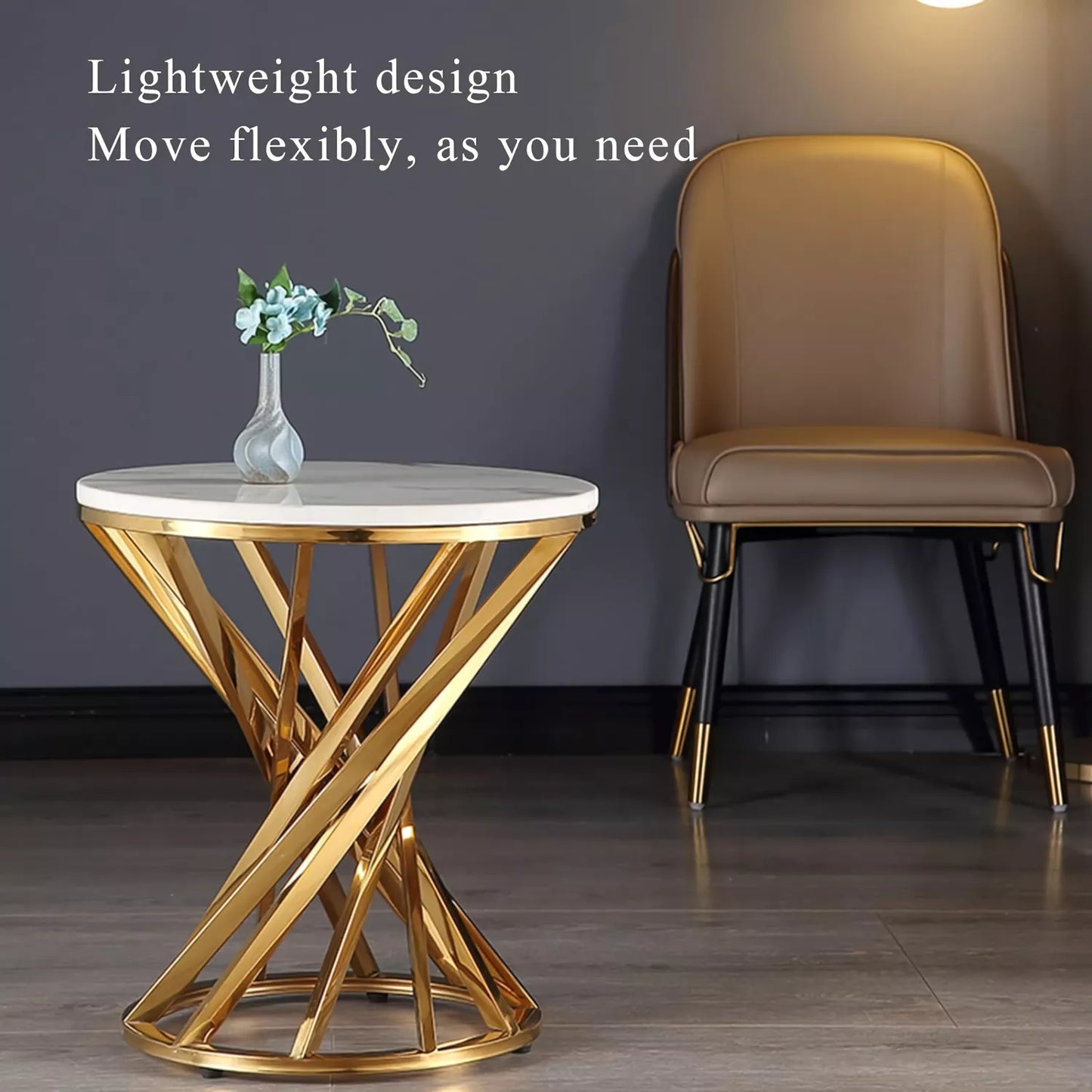 Luxury Marble Round Coffee Table with Gold Stainless Steel Base - DSARD