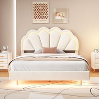 Luxurious Queen Size LED Upholstered Bed Frame - DSARD