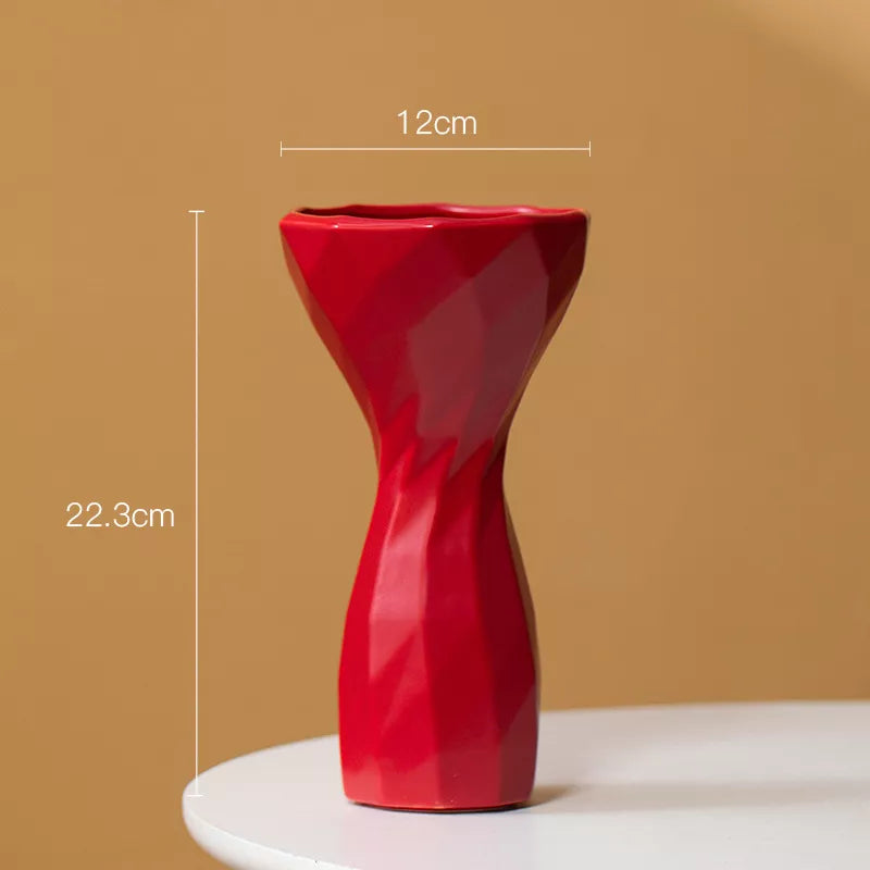 Geometric Ceramic Vase Chic Modern Centerpiece for Flowers and Home Décor