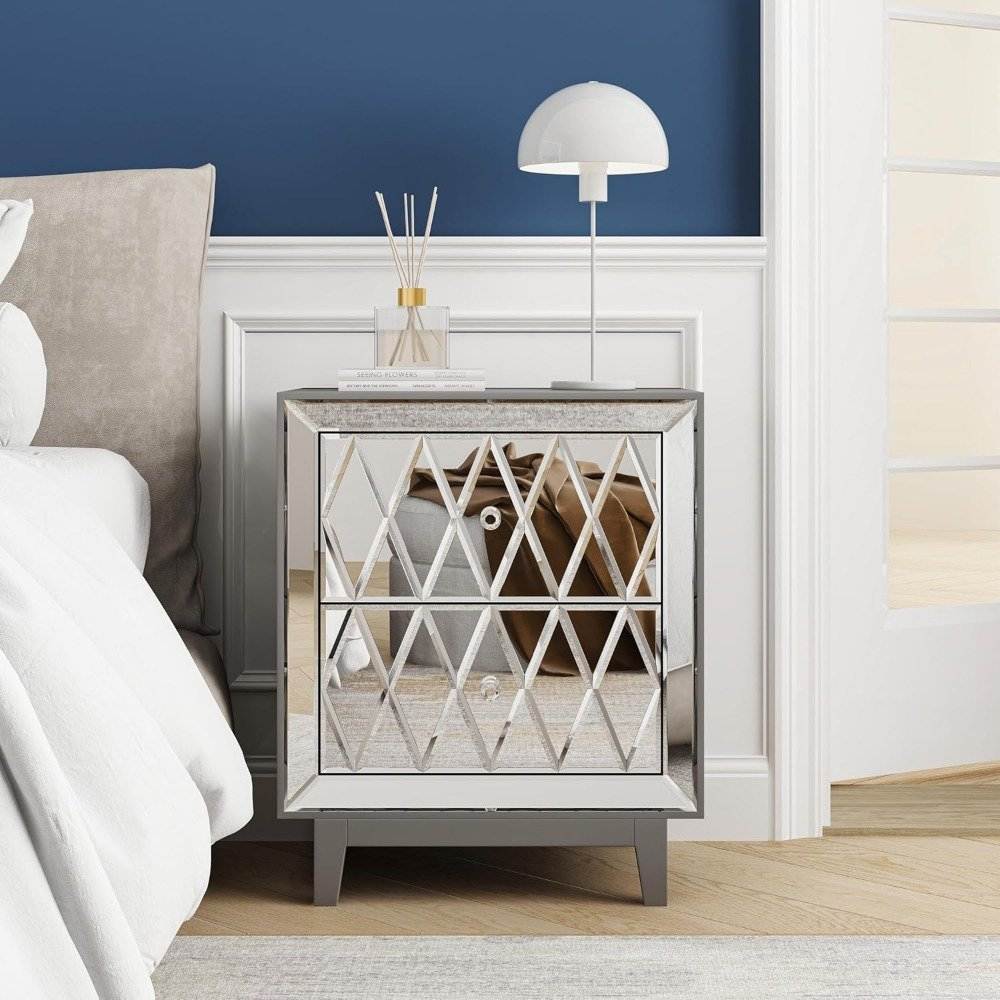 Modern Mirrored Premium Nightstands Set of 2