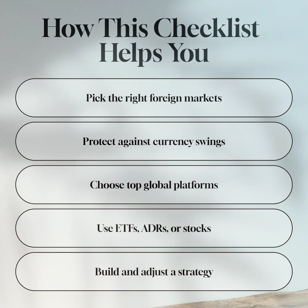 Passport to Profits: Your Global Investing Launch List | Digital Checklist for How to Invest in Foreign Share Market from DSARD