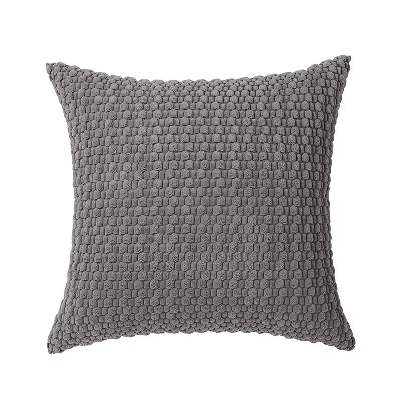 Modern Velvet Pillowcase with 3D Bubble Plush Wrap – Solid Color Cushion Cover