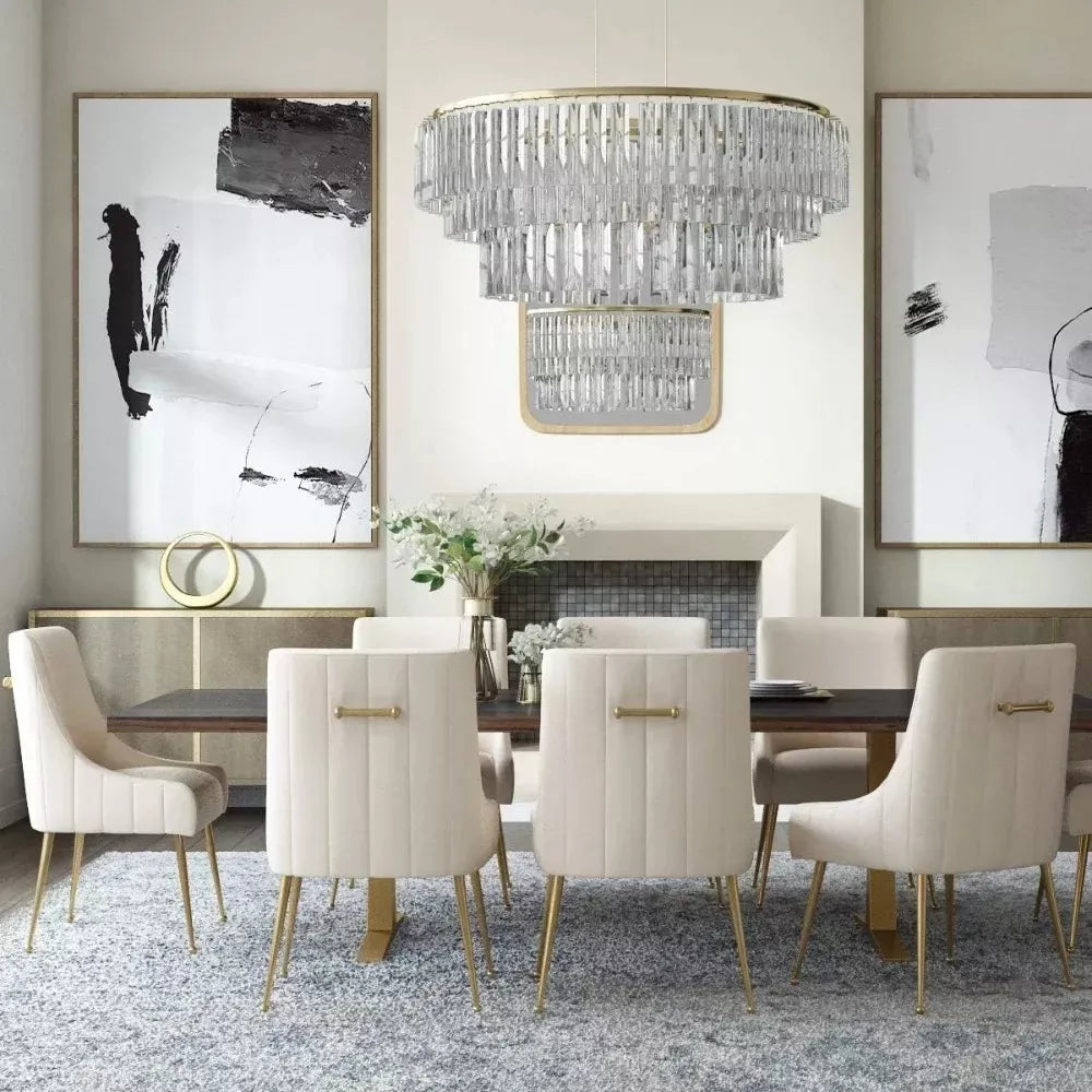 Modern Velvet Dining Chair with Brushed Gold Legs & Stainless Steel Handle - DSARD