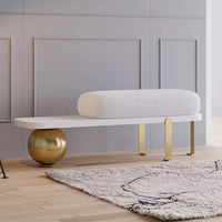 Modern Wooden Entryway Bench with Upholstered Seat & Abstract Metal Legs - DSARD