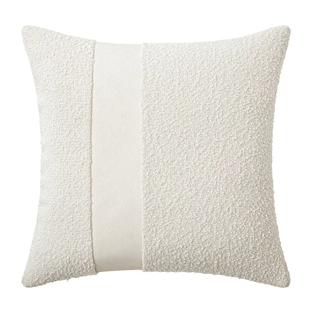 Faux Leather and Boucle Decorative Pillow Cover – Modern Textured Accent - DSARD
