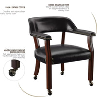 Elegant Cherry Finish Dining Chair with Casters & Nailhead Trim - DSARD - DSARD