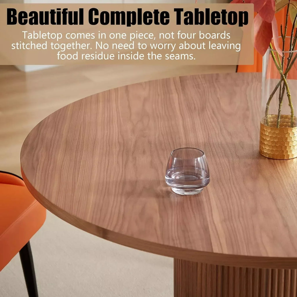 46″ Round Modern Farmhouse Dining Table for 4-6 with Ripple Base - DSARD - DSARD