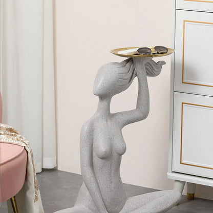 Nordic Modern Artistic Woman Tray Sculpture for Home Decor - DSARD