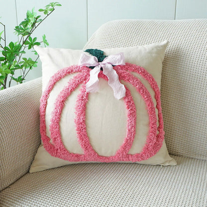 Tufted Embroidered Pumpkin Cushion Cover 18×18 Inch