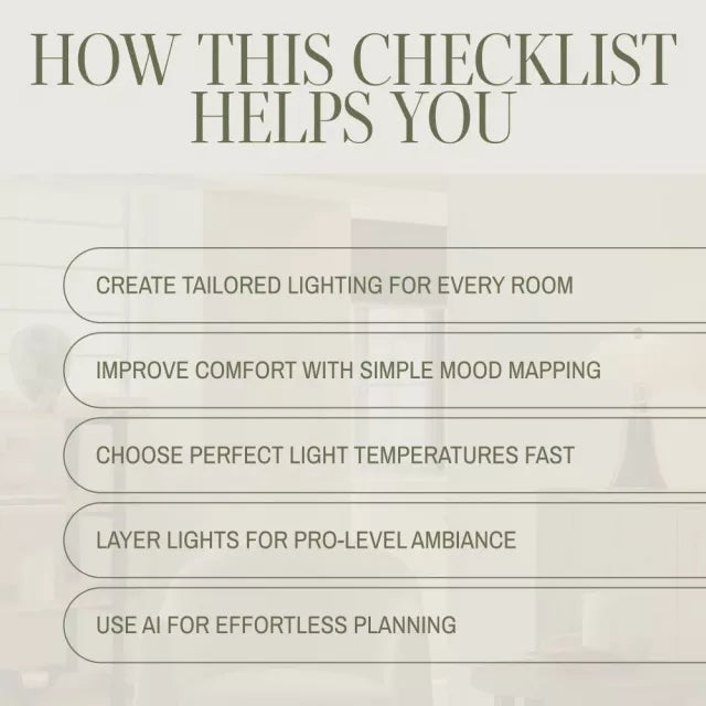 Home Lighting Mood Mapping Guide | Digital Download Checklist | Lighting Design eBook for Cozy, Warm, and Modern Home Ambiance