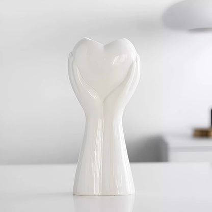 Modern Boho Heart Hands Ceramic Vase
