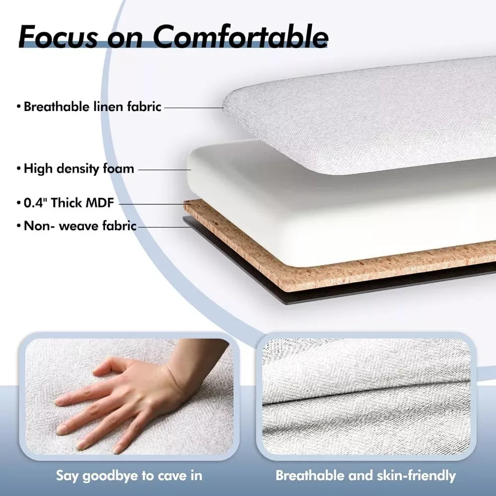 46-Inch Upholstered Storage Ottoman Bench with Safety Hinge – Large End of Bed Storage - DSARD - DSARD