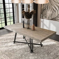Modern 84″ Solid Wood Rectangle Dining Table with Metal Trestle Base - DSARD