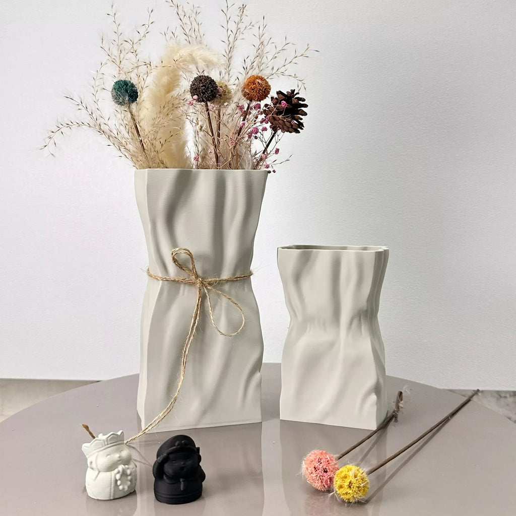 2-Piece Multi-Color Scandinavian Pleated Paper Bag Vases