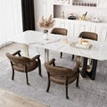 Set of 2 Mid-Century Leather Dining Chairs with Wheels and Arms - DSARD