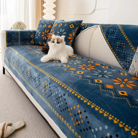 Nordic Flannel Sofa Covers – Anti-Slip Bohemian Plush Cushion Protector