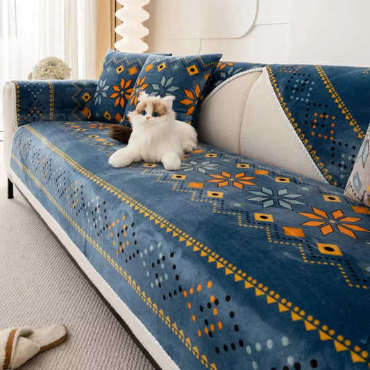 Nordic Flannel Sofa Covers – Anti-Slip Bohemian Plush Cushion Protector