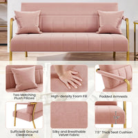 Modern Velvet Loveseat with Gold-Tone Metal Accents - DSARD