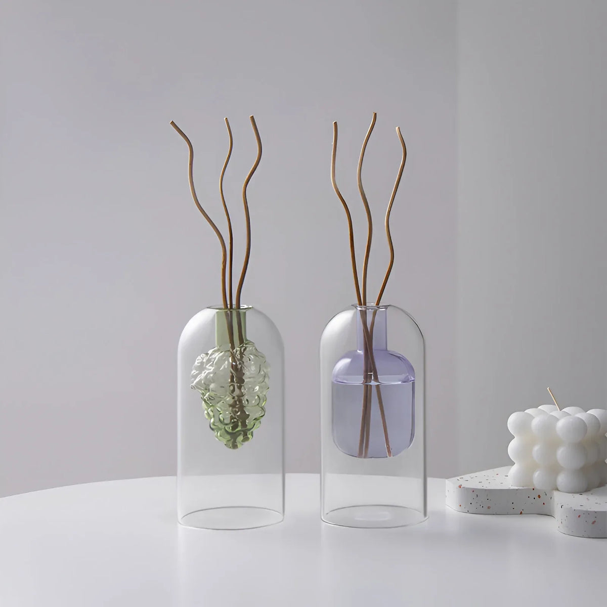 Elegant Double Glass Hydroponic Vase – Minimalist Tabletop Décor - DSARD