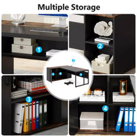 71″ L-Shaped Executive Desk with Storage Cabinet and Shelves - DSARD - DSARD