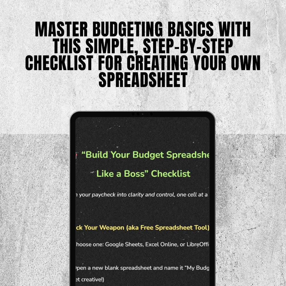 Build Your Budget Spreadsheet Like a Boss Checklist | How to Create a Budget Spreadsheet Free | Digital Download