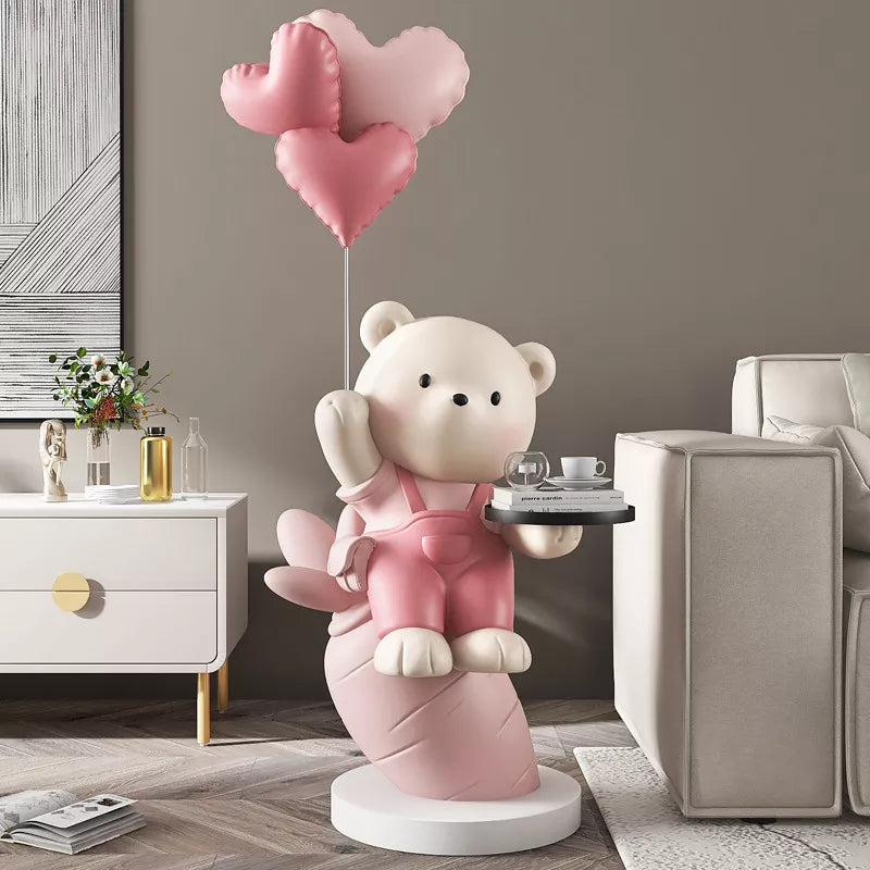 Nordic Turnip Bear Floor Sculpture with Tray