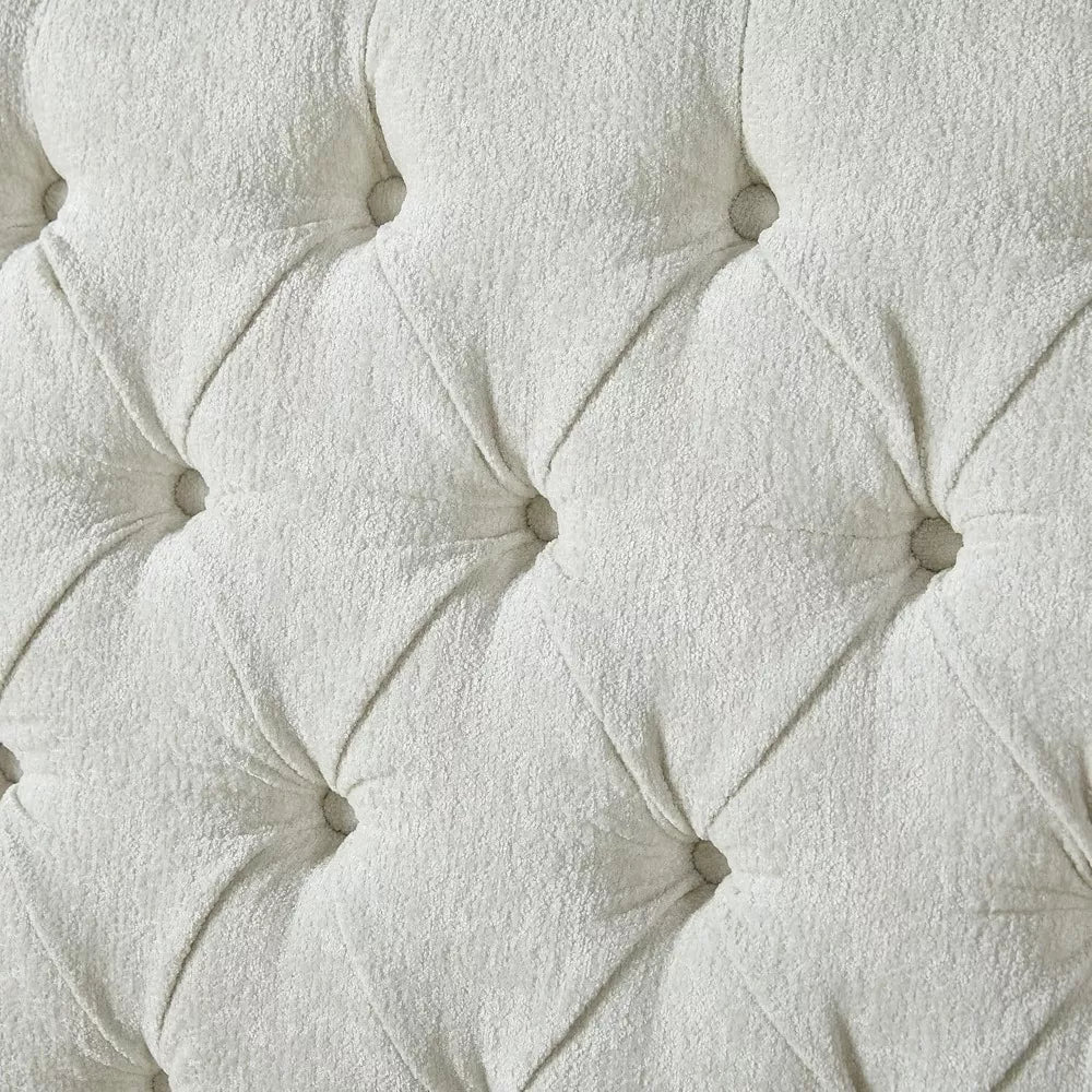 King Chenille Sleigh Bed with Scroll Wingback Headboard
