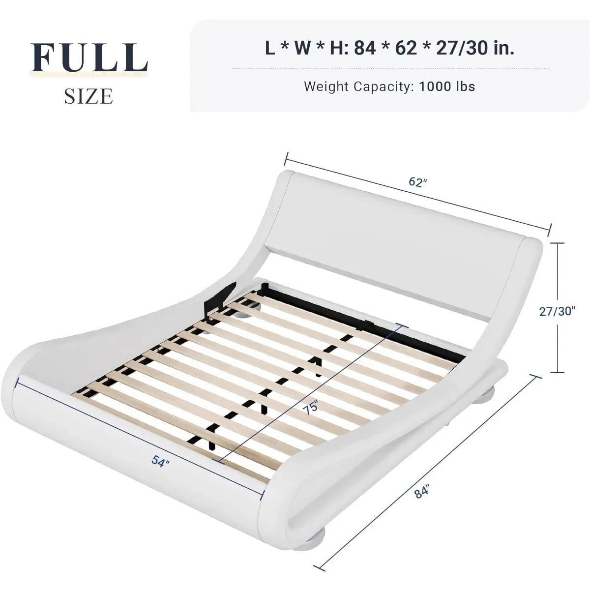 Adjustable Ergonomic Sled Bed Frame with Modern Padded Platform - DSARD