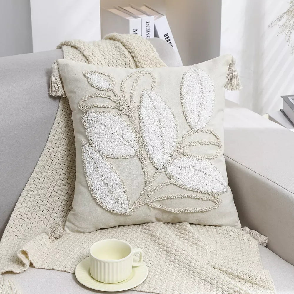 Bohemian Geometric Embroidered Tassel Pillow Cover 18×18 Inch - DSARD