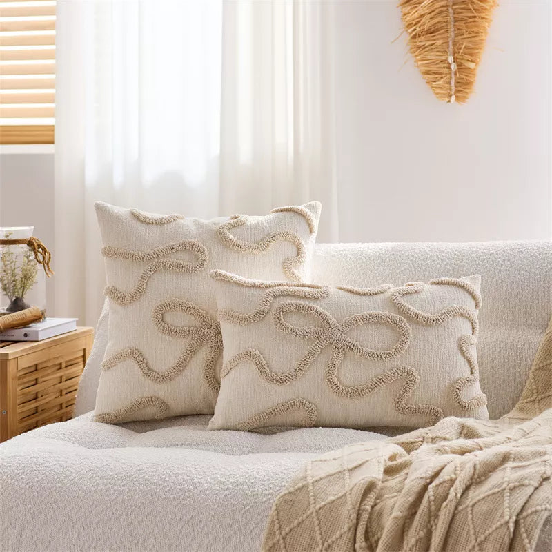 Modern Stripe Tufted Velvet Throw Pillow Cover – 12×20 / 18×18 Inch