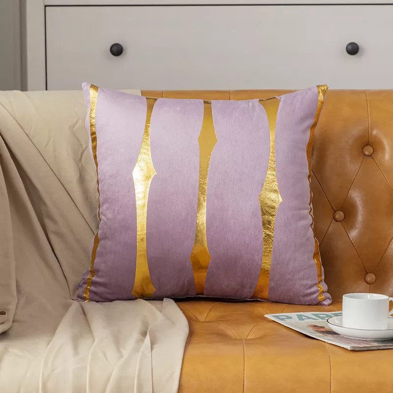Luxury Gold Velvet Pillow Cover 18×18 – Soft Geometric Decorative Cushion