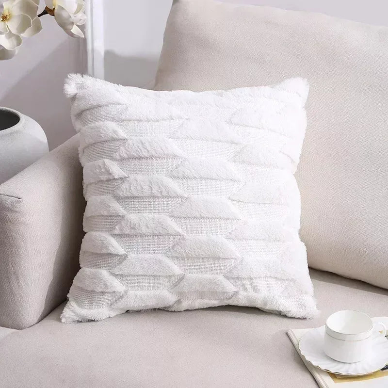 2-Piece Solid Color Plush Pillowcase Set with 3D Wave Pattern – 45x45cm