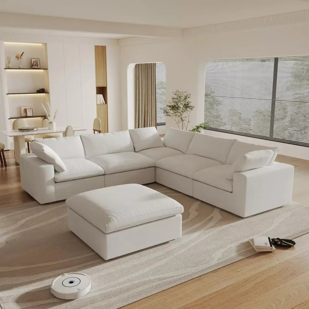 Cloud Modular Sectional Sofa with Deep Seats and Storage Ottomans - DSARD - DSARD