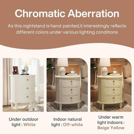 Set of 2 Modern Oval Premium Nightstands with Storage
