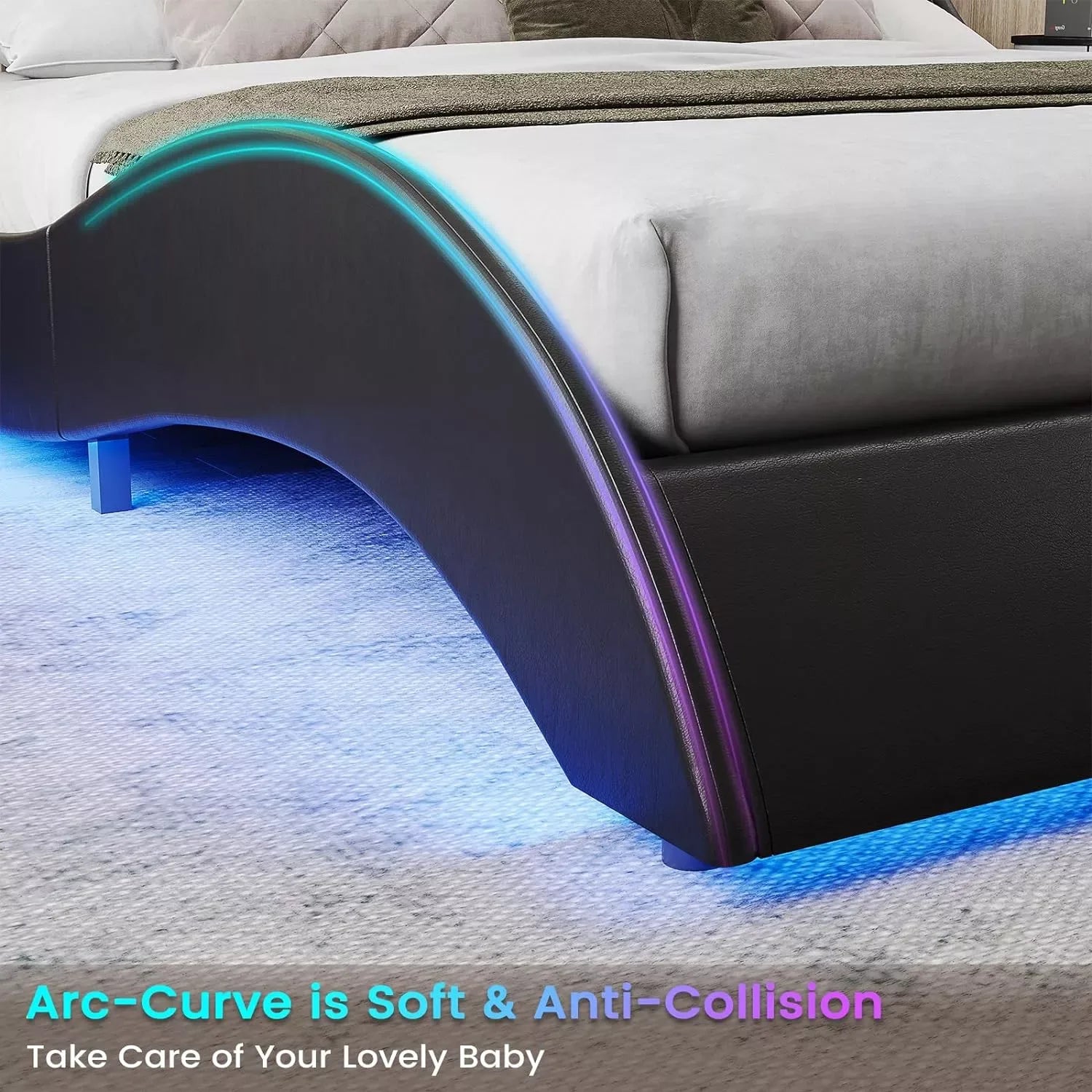 California King Platform Bed Frame with LED Lights & USB Ports - DSARD - DSARD